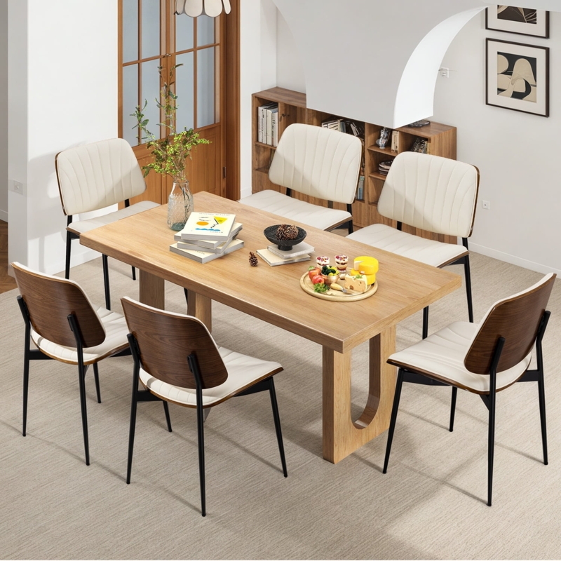 Mid-Century Dining Set with Open Back and Black Tapered Legs