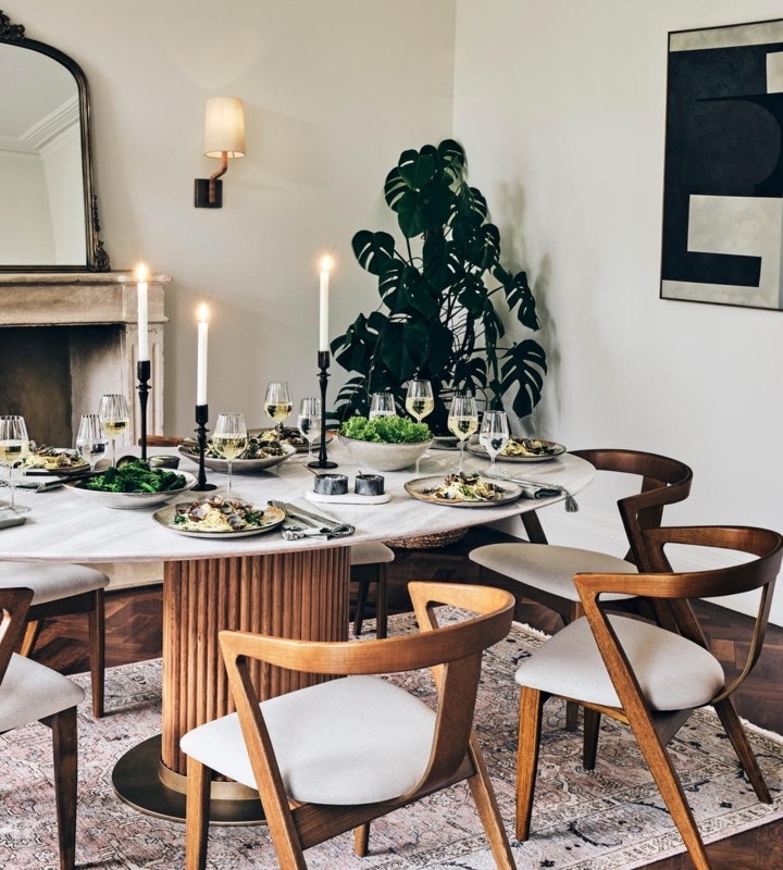 Mid-Century Inspired Dining Chair with Wrap Around Back