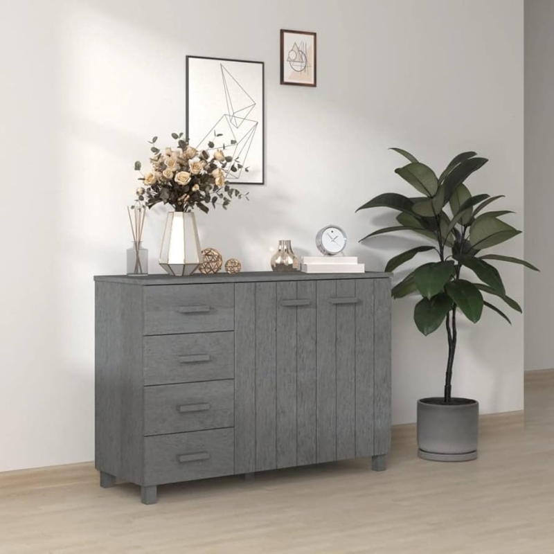 Mid-Century Modern Buffet Cabinet with Recessed Panels and Tapered Legs