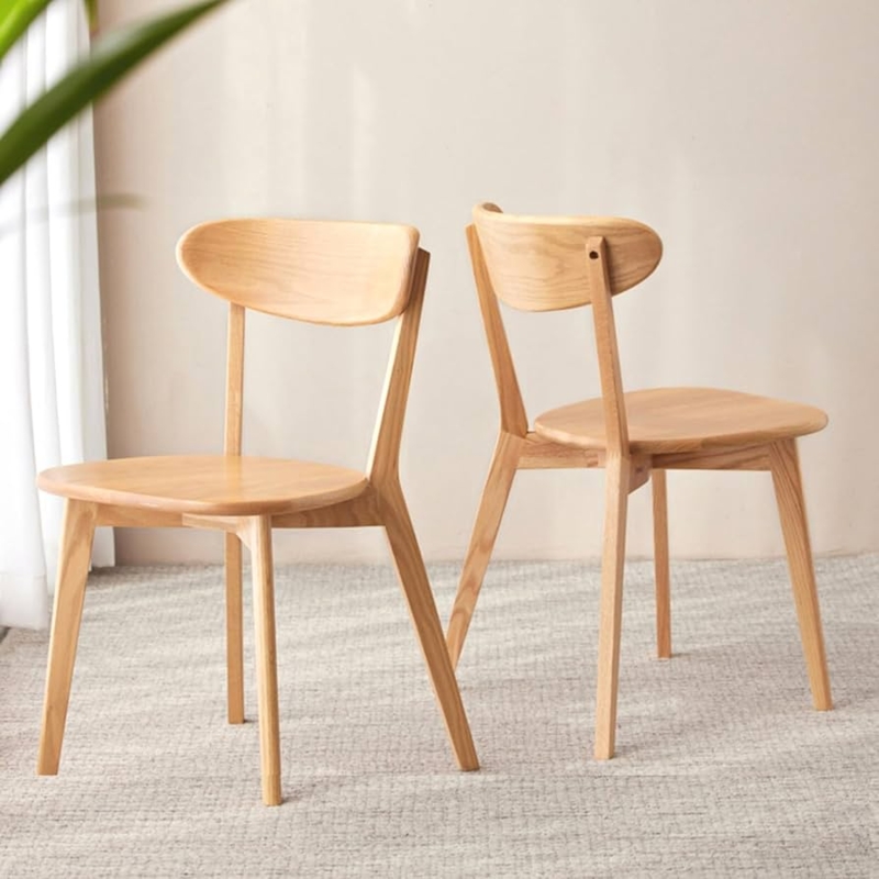 Mid Century Modern Dining Chairs with Wide Rounded Backrest