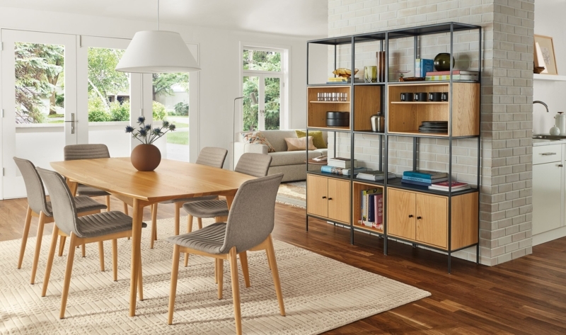 Mid-Century Modern Dining Set with Spindle Back Chairs and Tapered Legs