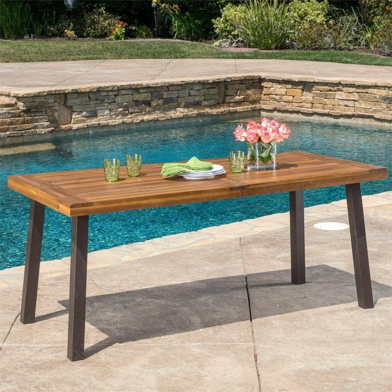Mid-Century Modern Dining Table, Splayed Legs, Acacia Grain