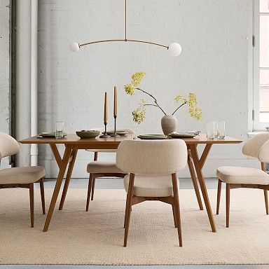 Mid-Century Modern Extendable Dining Table Cerused Finish