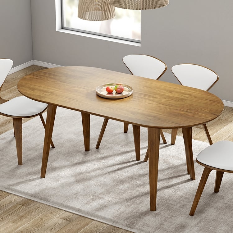 Mid-Century Modern Oval Dining Table with Tapered Leg Design