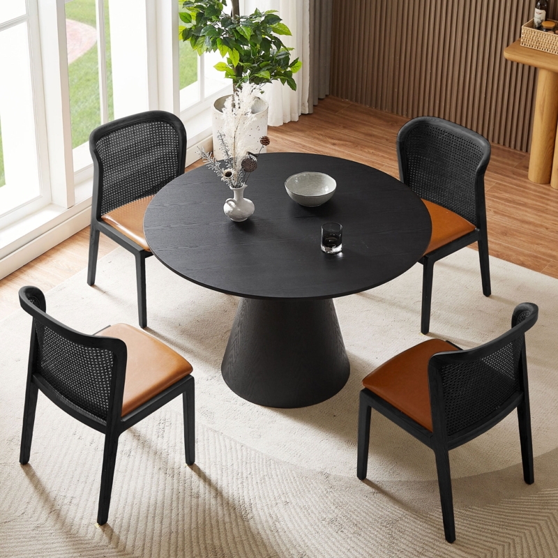 Mid-Century Modern Round Dining Table with Tulip Pedestal Base