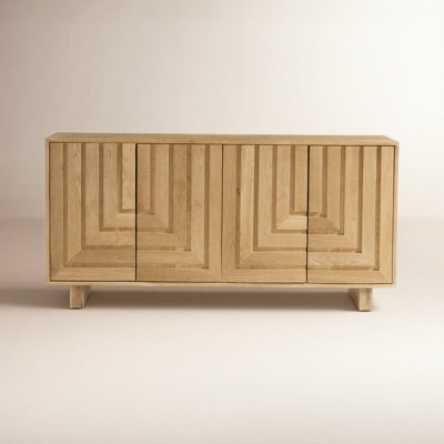 Mid-Century Modern Slatted Sideboard with Tapered Legs