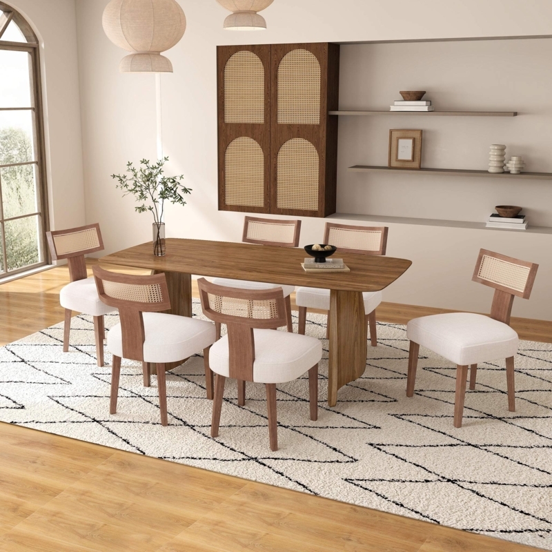 Mid-Century Round Dining Set Spindle-Back Chairs