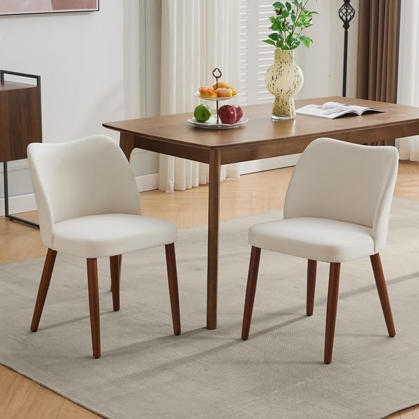 Mid-Century Splayed Wood Leg Dining Chairs in Light Gray
