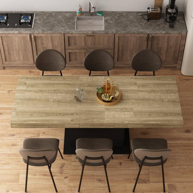 Minimalist Black Dining Table, Rectangular Box Pedestal Base