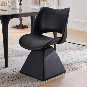 Minimalist Black Pedestal Dining Set, Swivel Barrel Back Sculpture