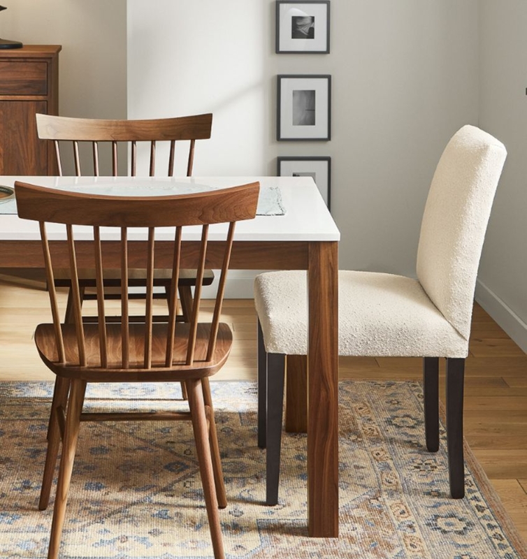 Minimalist Dining Table featuring Rectangular Top and Tapered Legs