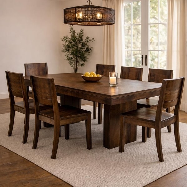 Minimalist Dining Table with Chunky Block Legs, Espresso Finish