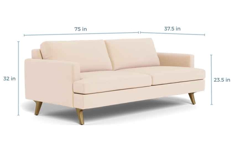 Minimalist High-Back Loveseat: Light Gray Fabric and Tapered Wood Legs