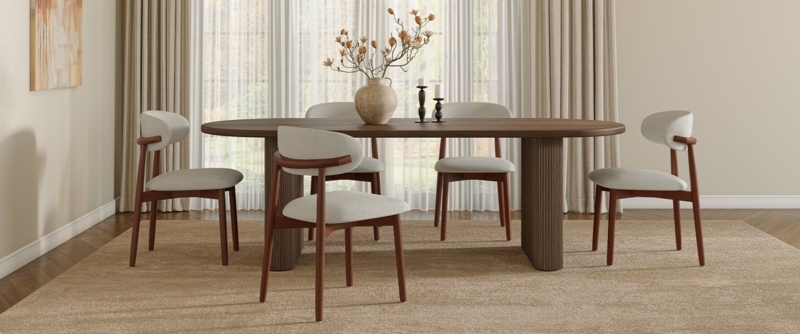 Minimalist Light Wood Seating Wrap Around Back Upholstered Seat