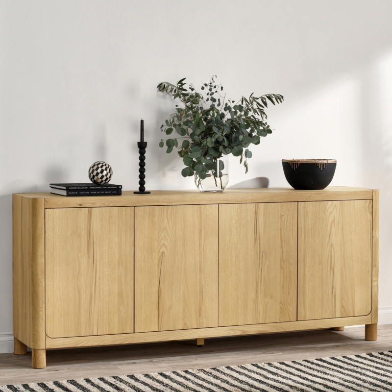 Minimalist Oak Sideboard with Plinth Base and Handleless Design