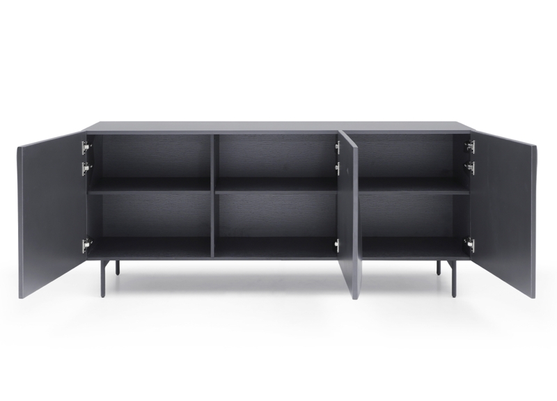 Minimalist Ribbed Buffet with Handleless Design and Plinth Base