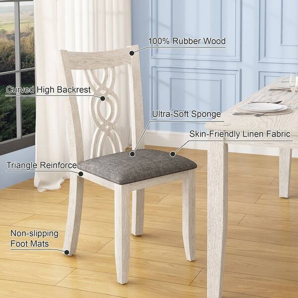 Minimalist Wood Dining Set Rectangular Table Tapered Legs Upholstered