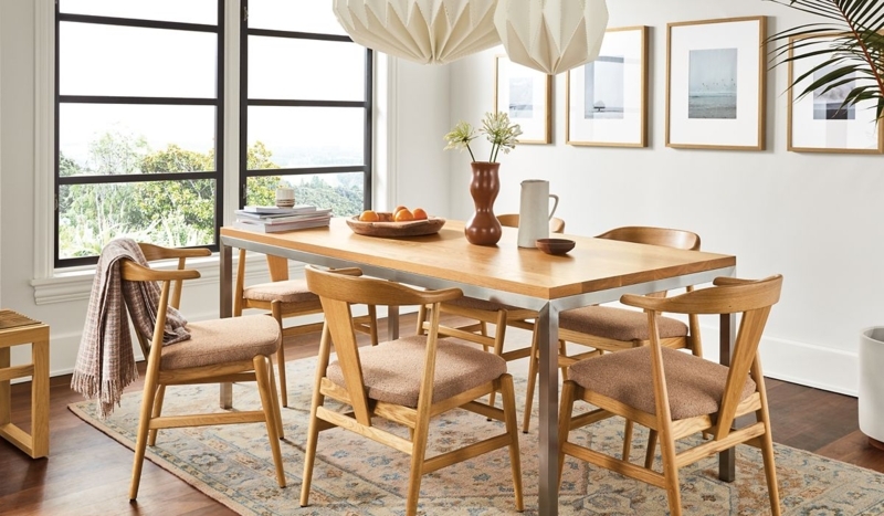 Mismatched Modern Dining Chair Set in Charcoal and Light Wood Tones