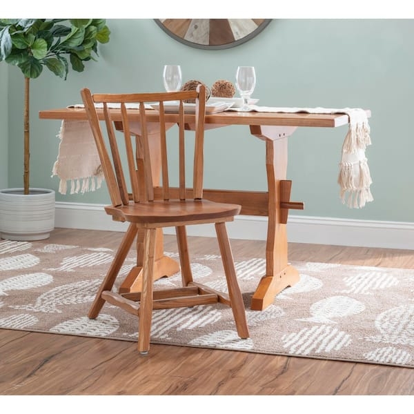 Mission Style Oak Dining Chair, Slat Back, Contoured Wood Seat