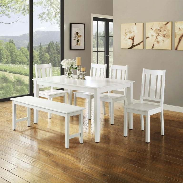 Mission Style Side Dining Chair Vertical Slat Back White Finish