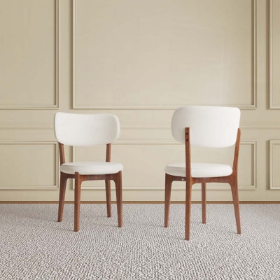 Mobile Dining Chairs Brown Leather-Like with Vertical Back Stitching