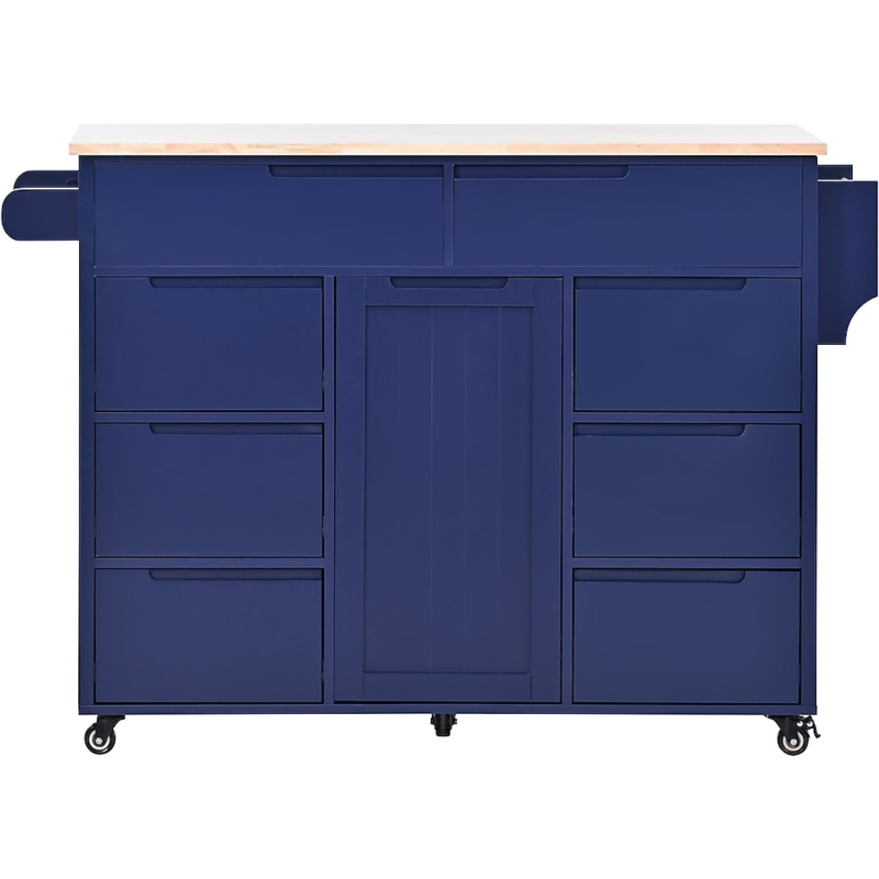 Mobile Kitchen Island Storage Unit featuring Eight Drawers