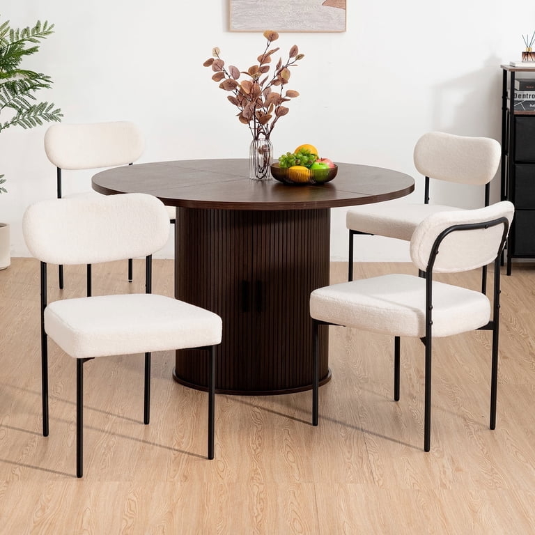 Modern Armless Dining Chair Plush Texture Vertical Stitching