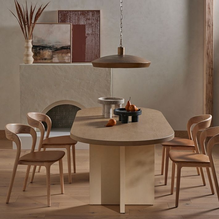 Modern Ash Wood Chair Design Tapered Leg Silhouette Black Seat