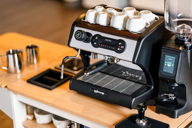 Modern Black Coffee Cart Station with Wood Toned Top and Casters