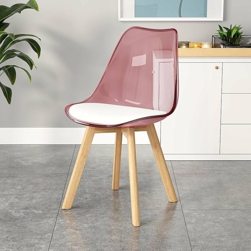 Modern Clear Ghost Dining Chairs with Round Backs, Set of 4