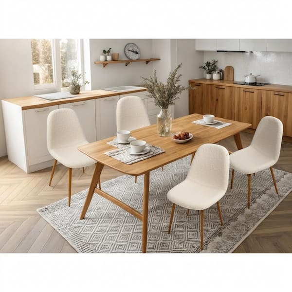 Modern Dining Chair Curved Silhouette Fleece Black Legs