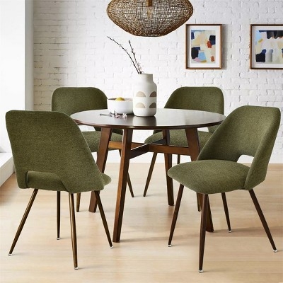 Modern Dining Chairs Set of 4 Curved Back Walnut Finish Metal Legs