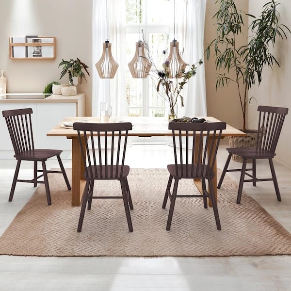 Modern Farmhouse Bow Back Dining Chairs, Spindle Design