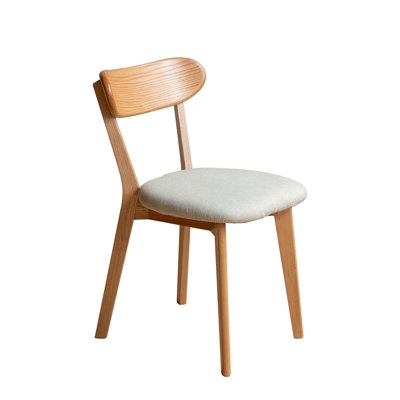 Modern Farmhouse Dining Chairs Curved Ladder Back Natural Oak Beige Seat