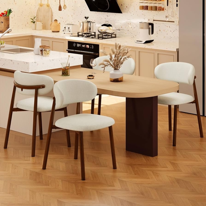 Modern Farmhouse Dining Chairs with Wood Toned Metal Legs