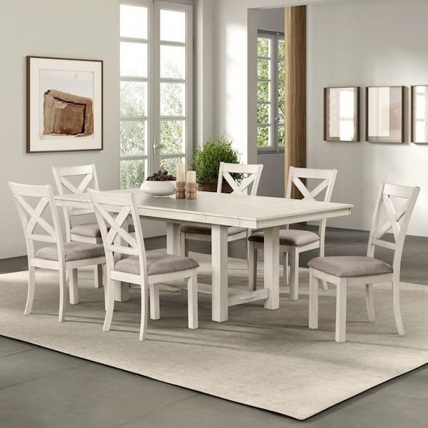 Modern Farmhouse Dining Set Two-Tone Finish Ladder Back Chairs