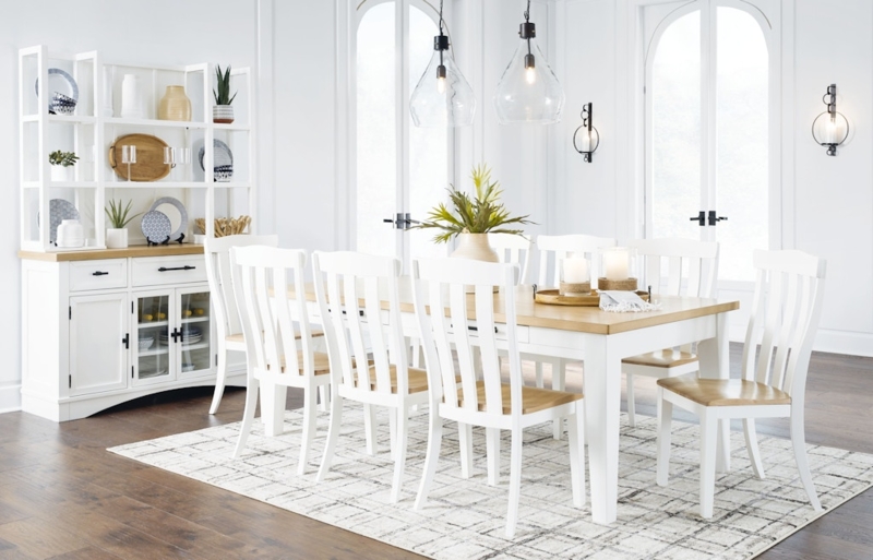 Modern Farmhouse Dining Set with Two-Tone Finish and X-Back Chairs