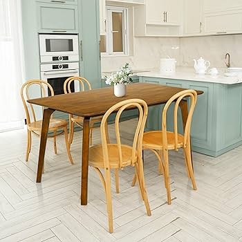 Modern Farmhouse Dining Table, Block Legs, Caramel Finish
