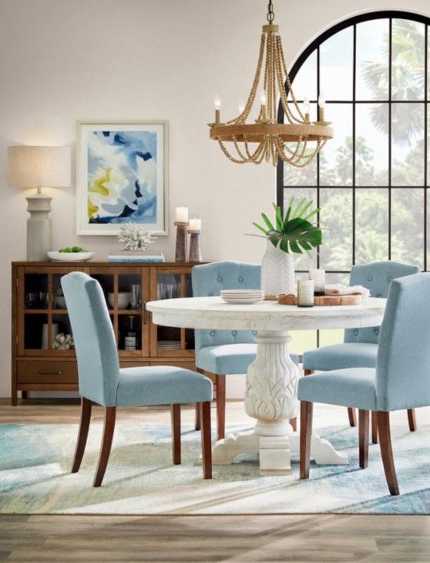 Modern Farmhouse Dining Table Wood Bench Seating Tapered Legs