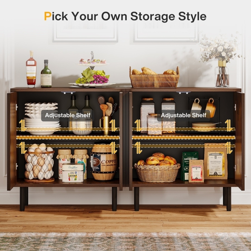 Modern Glam Sideboard Geometric Door Pattern Gold Metal Base