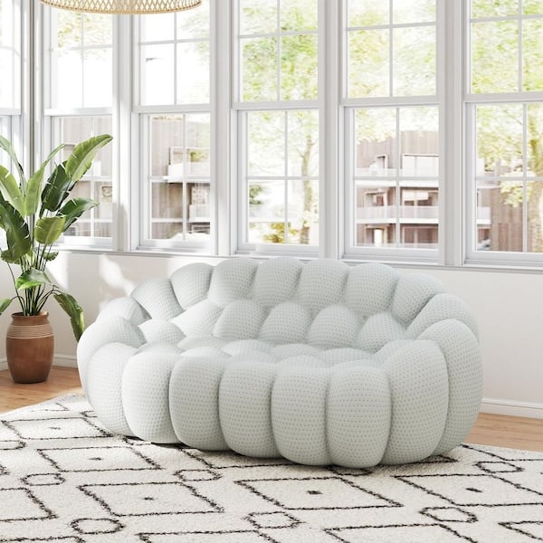 Modern Gray Bubble Sofa with Armless Silhouette and Low Profile