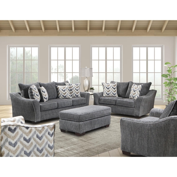 Modern Loveseat Channeled Back Track Arms Textured Weave