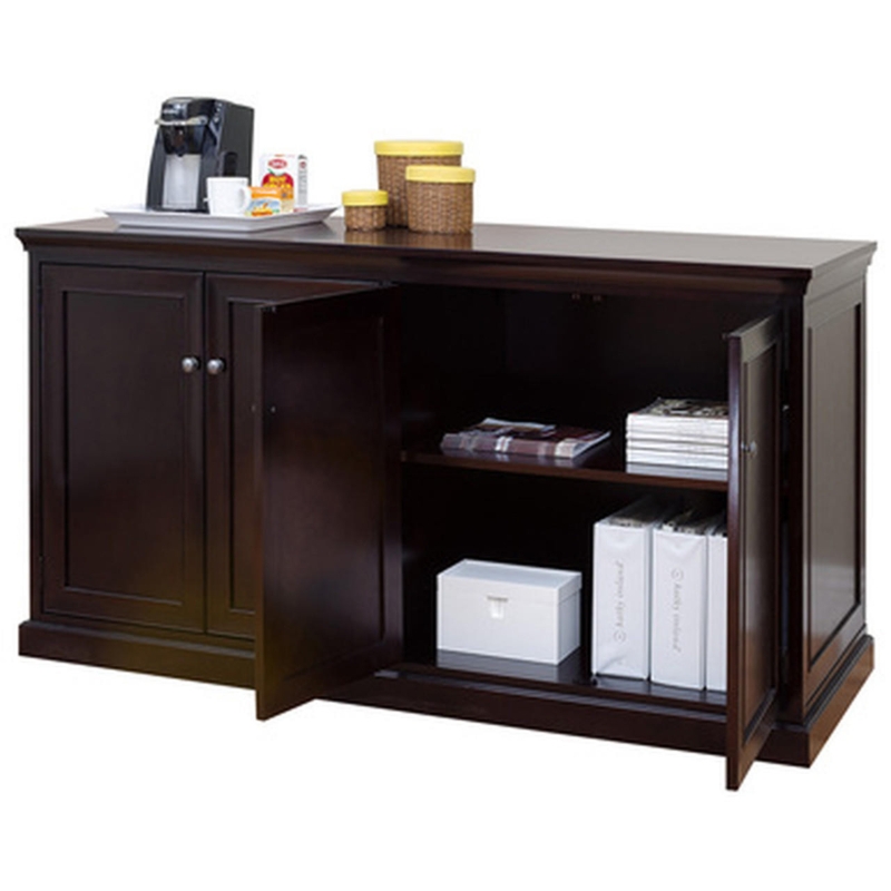 Modern Low Profile Buffet Table with Open Side Shelving