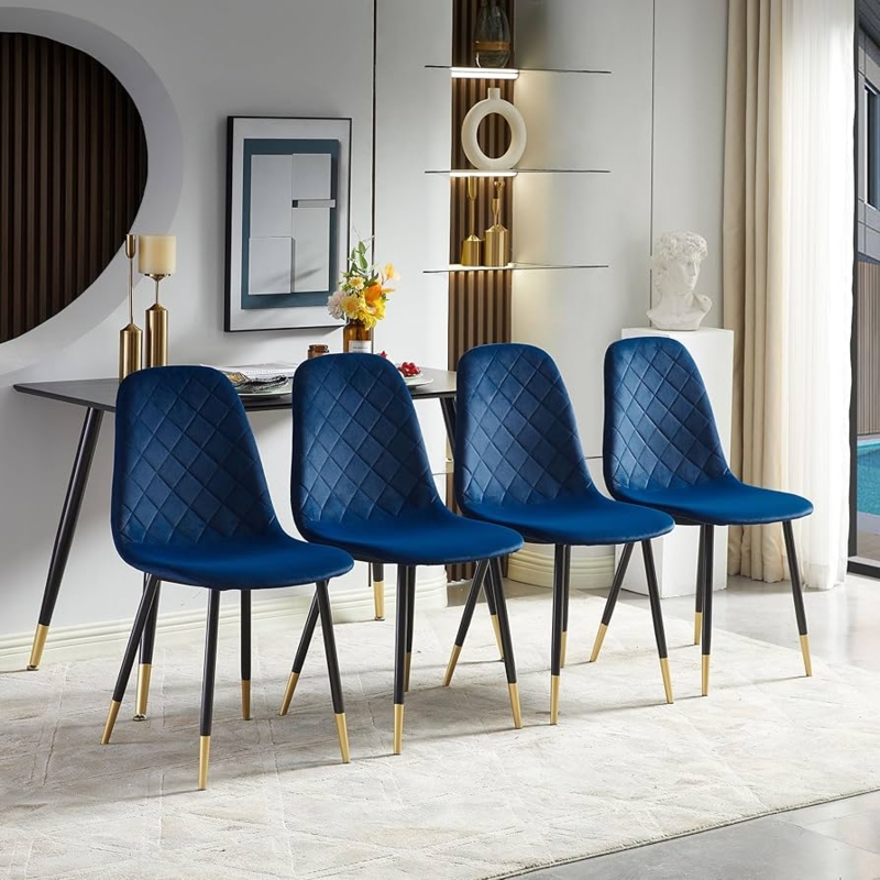 Modern Navy Blue Dining Chairs with Unique Backrest Cutout Detail