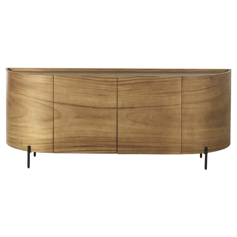 Modern Organic Sideboard featuring Vertical Slats and Bronze Iron Base