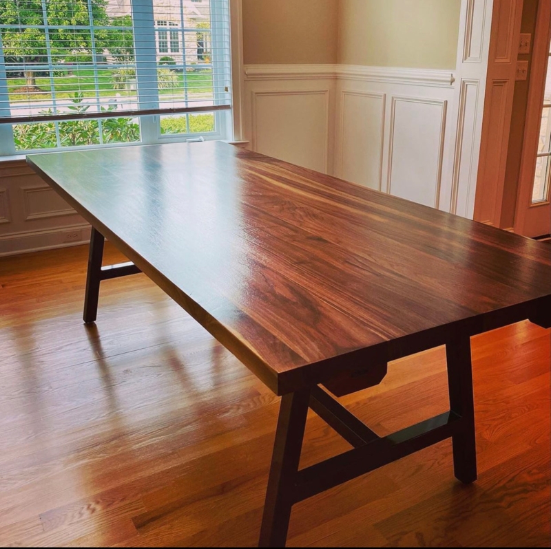 Modern Rustic Dining Table Live Edge Wood Metal Spider Legs