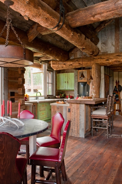 Modern Rustic Kitchen with Exposed Beams and Wood Island