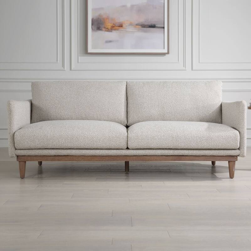 Modern Sand Gray Sofa with Minimalist Track Arms and Welted Seams