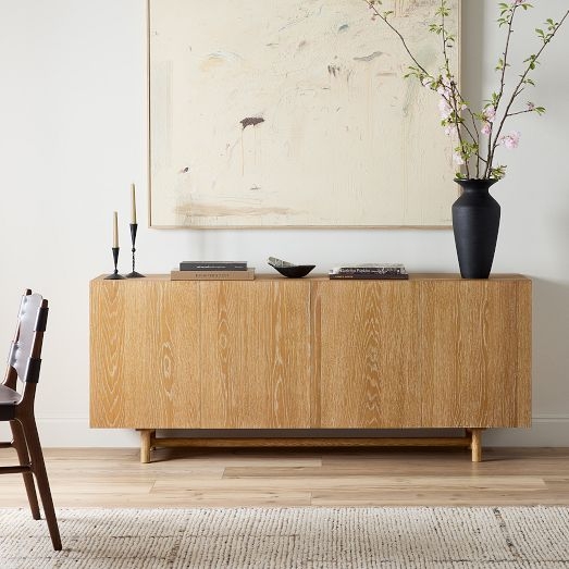 Modern Scandinavian Buffet with Ribbed Doors and Rounded Corners