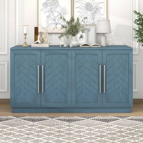 Modern Scandinavian Sideboard Fluted Doors Light Wood Finish